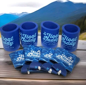 Neu Menge-8 Float Daddy Real Island Spaß Schaum blau Koozies Dosen Flasche Bier Soda - Bild 1 von 7