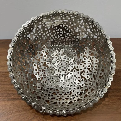 Vintage Bike Metal Chain Art Bowl ~22cm Unique - Image 1 of 4