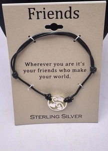 Pulsera con dije de cuero marrón de ley 925 Cool Friends - Imagen 1 de 3