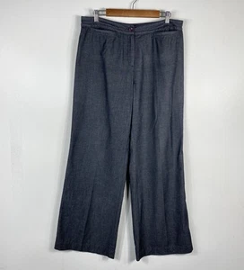 J. Jill Size 14 Chambray Wide Leg Trouser Pants Gray Linen Blend - Picture 1 of 6