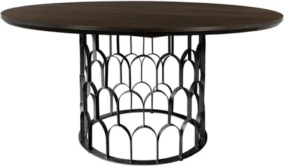 Gatsby Oak Wood and Metal Dining Room Kitchen Table, 55" Wide - Image 1 of 4