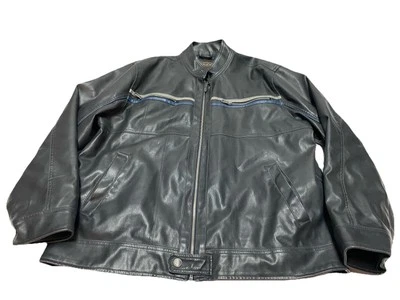 Chaqueta de Colección Arizona Jean Co Cuero Sintético Para Hombre Corredor Motocicleta Cremallera 2XL Negra Años 90 Foto 1 de 4