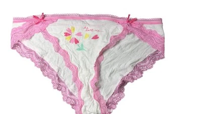 Victoria's Secret Angelo Bikini Womens Small Lace Floral Hearts Briefs Swim Bott - Image 1 of 3