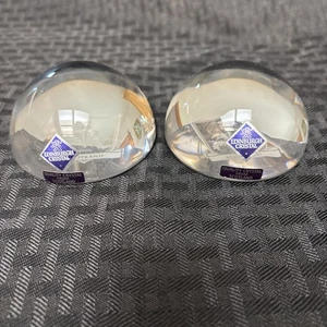 2 Edinburgh Crystal Scotland Thistle Paperweights Etched Clear Glass 3” x 2” - Picture 1 of 9