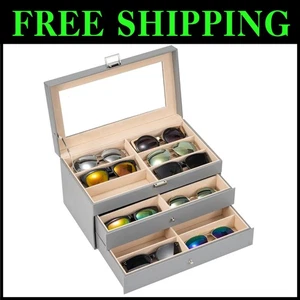 Caja organizadora de gafas de sol, 18 ranuras - gris - Imagen 1 de 8