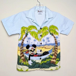 Mickey Beach Surf Hammock Disney World Kids Hawaiian VTG 90s Y2K Youth Small - Picture 1 of 6
