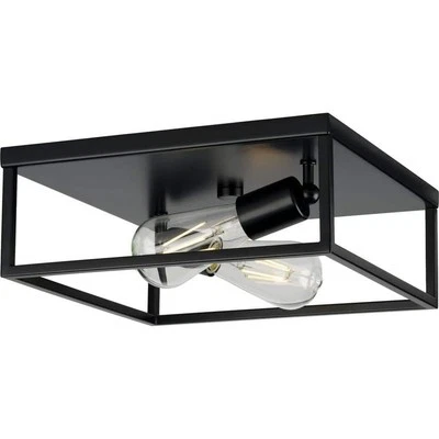 Progress Lighting Perimeter 2-Light Matte Black Modern Flush Mount Ceiling Light - Image 1 of 4