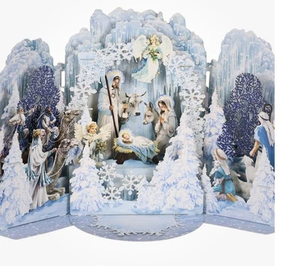 Christmas Nativity 3D Pop Up Greeting Card Stable Kings Angels Christianity NEW - Image 1 of 4