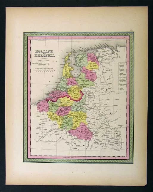 1850 Mitchell Map - Holland Belgium Netherlands Europe - Image 1 of 1
