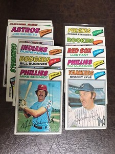 1977 Topps lot of 55 cards w/Schmidt, Buckner, Lyle, McGraw, VGEX