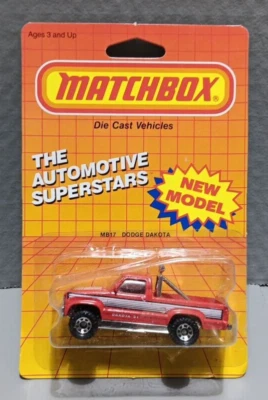 Matchbox Red 1987 Dodge Dakota 1:64 Vintage Truck 1980s On Card - Image 1 of 3