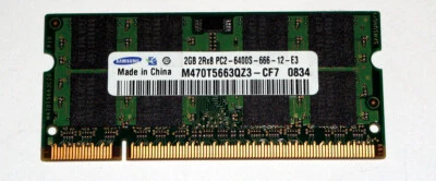 2 GB DDR2 RAM 200-pin SO-DIMM 2Rx8 PC2-6400S   'Samsung M470T5663QZ3-CF7' - Photo 1/2