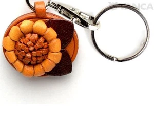 Portachiavi/fascino in pelle 3D fatto a mano fiore girasole *VANCA* Made in Japan #56352 - Foto 1 di 9