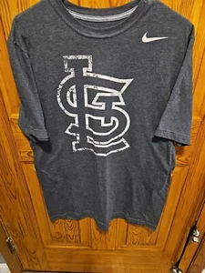 Nike St. Louis Cardinals Mens Medium Dri-Fit Gray Shirt Big Logo Tee - Picture 1 of 3