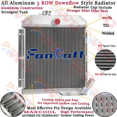 3 Row Aluminum Radiator For 1965-1971 Jeep CJ5 DJ5 DJ6 3.7L Buick V6 Engine MT Foto 1 de 4
