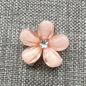 Pink Flower Hair Clip Gold Retro Rhinestone Acrylic Petal Barbie Soft Girl - Picture 1 of 5