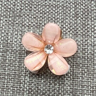 Pinza de pelo rosa flor oro retro estrás acrílico pétalo Barbie niña suave Foto 1 de 4