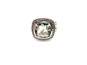 David Yurman Sterlingsilber Albion 11 mm mit Prasiolith & Diamant Halo Ring 6,5 - Bild 1 von 5