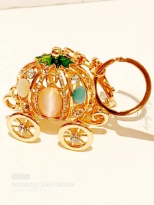 Cinderella Carriage Keychain  Rhinestone Bling   For Purse Phone Charm  Pumpkin  - Picture 1 of 9