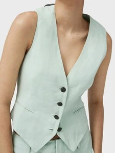 Rag and Bone Priya Linen Vest Mint Green Size 0 Top - Picture 1 of 5