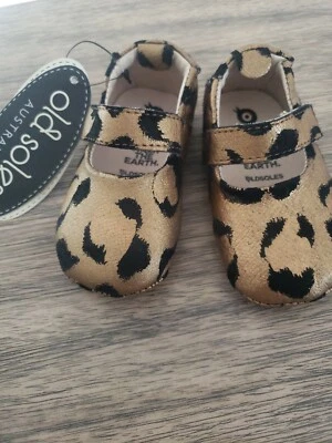 Old Soles Shoes Soft Sole Mary Jane Shoes Leather Cheetah Print Gold size 3-6 - Image 1 of 4