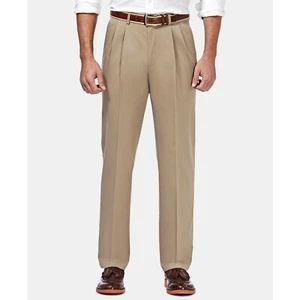 Haggar Men's Premium Pleat Hidden Classic Fit Expandable Waist Pants 36x34 B4HP - Picture 1 of 9