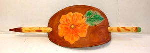 Hair Barrette - 2" x 4" Oval Orangish FLOWER - handmade - Picture 1 of 4