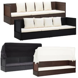 Gartenmöbel Poly Rattan Sonnenliege Gartenliege Gartensofa mit Dach Sitzgruppe - Bild 1 von 31