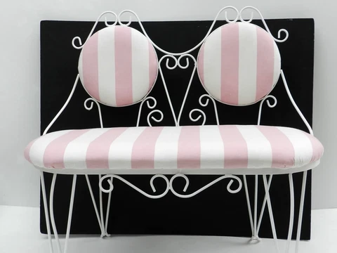 Vintage Ice Cream Parlor Chair Bench Seat Metal Cover
