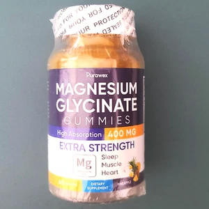 Purawex Magnesium Glycinate Gummies High Absorption 400mg 60 gummies - Pineapple - Picture 1 of 5