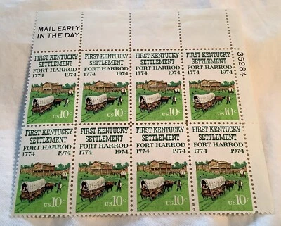 Sheet of 8 USPS 10-Cent Stamps - Kentucky Settlement 200th Anniv - Scott 1542 - Image 1 of 4