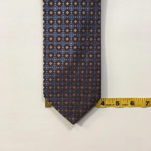 Hart schaffner marx tie blue brown silver gold 100% silk handmade in usa pa0676 - Picture 1 of 4