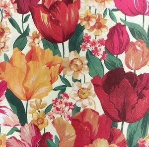 Paper Luncheon Decoupage Napkins Design Flowers Tulips Spring Floral Pack of 20 - Picture 1 of 11