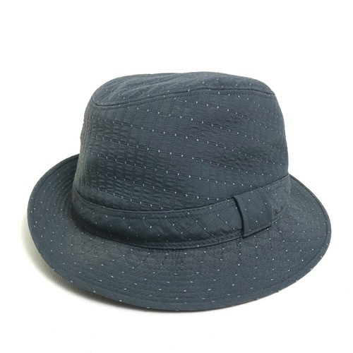 HERMES Quilted Dot pattern hat Canvas gray display picture 3
