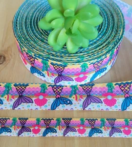 7/8 & 1.5" (1 YD) The Little Mermaid Ribbon Ariel Seashell Mermaid Scales Ocean - Picture 1 of 1