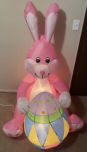 GEMMY Lighted Airblown Inflatable 4-ft  Easter Bunny w/ Egg Yard Easter NEW Lawn