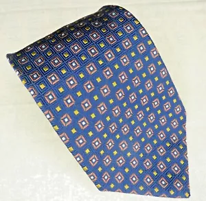 Brooks Brothers Makers Tie Blue Squares Geometric Classic Pure Silk 57"X4" - Picture 1 of 4