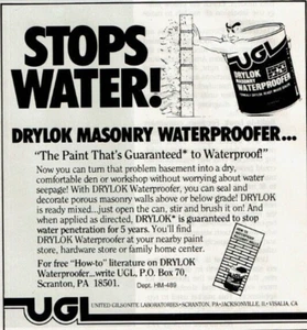 1989 Vintage Print Ad Stops Water Drylok Masonry Waterproofer UGL The Paint That - Picture 1 of 2