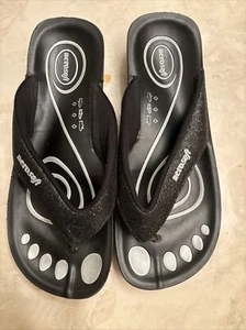 aerosoft womens glitterati black flip flop size 39/us 9  - Picture 1 of 12