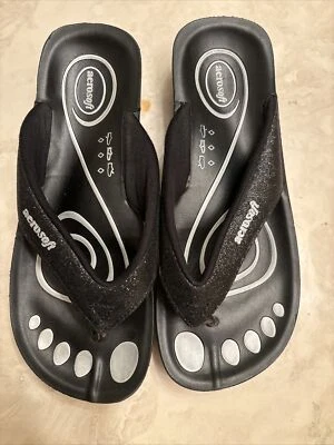 aerosoft womens glitterati black flip flop size 39/us 9  - Image 1 of 4