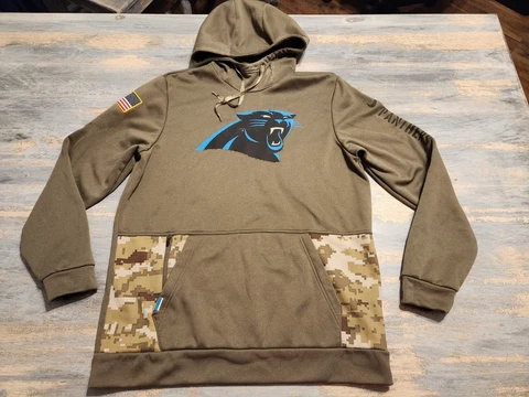 Nike Men’s Carolina Panthers Salute To Service Therma Hoodie Sweatshirt Large M Cover