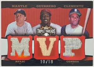 2006 Topps Triple Threads Mickey Mantle/V.Guerrero/Roberto Clemente TTRC-195 /18 - Picture 1 of 2