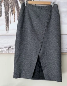VERONIKA MAINE Houndstooth Wrap Style Pencil Skirt Size 10 - Picture 1 of 6