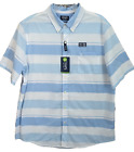 Chaps Easy Care Shirt Mens Xl Blue White Stripe Short Sleeve Button Up Nwt