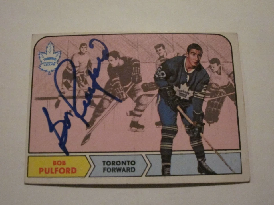 BOB PULFORD SIGNED AUTOGRAPHED 1968 TOPPS HOCKEY CARD HOF - Image 1 of 1