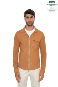 $3950 ISAIA NAPOLI Brown Zip Jacket Aged Effect Lambskin Leather 36 US / 46 EU - Picture 1 of 8
