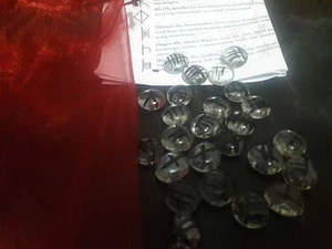 BEAUTIFUL HANDMADE ANGEL TEARS CELTIC PAGAN RUNE STONE SET W INSTRUCTIONS & BAG - Picture 1 of 3