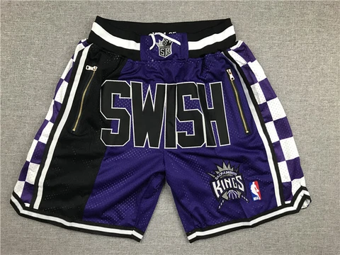 NWT Sacramento Kings Vintage Men's Basketball Shorts Stitched Purple Size:S-XXL Cover