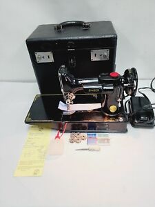VTG 1948 SINGER FEATHERWEIGHT 221 SEWING MACHINE WITH CASE SERVICED EXCELLENT