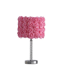 18.25" in Pink Roses in Bloom Metal Table Lamp HBL2403 - Picture 1 of 1